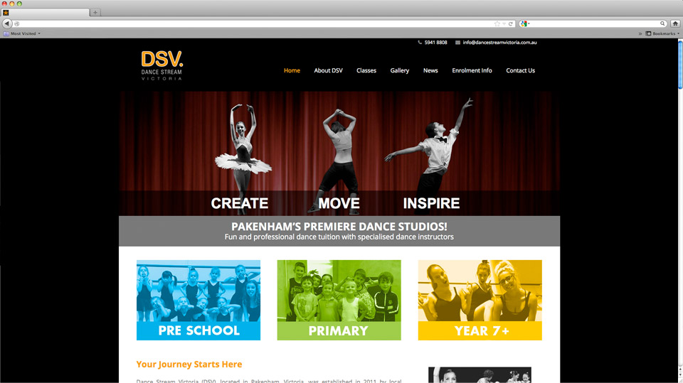 Dance Stream Victoria Website Design